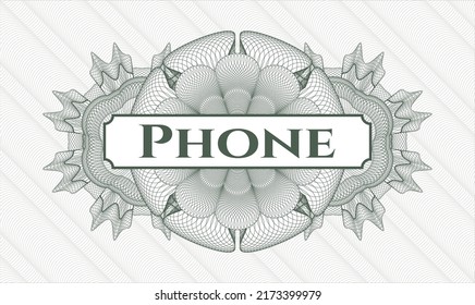 Rosette con dinero del pasaporte verde. Ilustración vectorial. Detallado con el teléfono de texto dentro