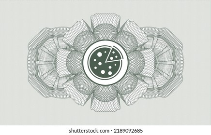 Rosette con dinero del pasaporte verde. Ilustración vectorial. Detallado con el icono de la pizza