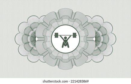 Green passport money rosette. Vector Illustration. Detailed with snatch, weightlifting icon inside