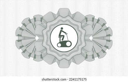 Rosette con dinero del pasaporte verde. Ilustración vectorial. Detallado con el icono de la bicicleta estacionaria en el interior