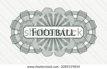 Green passport money rosette. Vector Illustration. Detailed with text Football inside