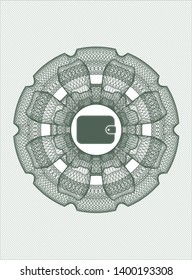 Green passport money rosette with wallet icon inside