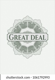 Green passport money rossete with text Great Deal inside