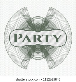 Green passport money rossete with text Party inside