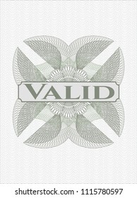 Green passport money rossete with text Valid inside