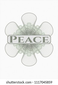Green passport money rossete with text Peace inside