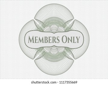 Green passport money rossete with text Members Only inside