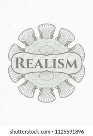 Green passport money rossete with text Realism inside