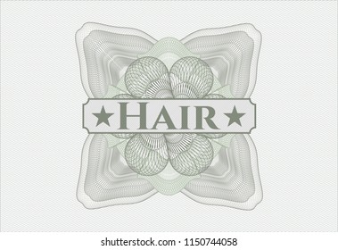Green passport money rossete with text Hair inside