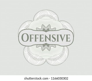 Green passport money rossete with text Offensive inside