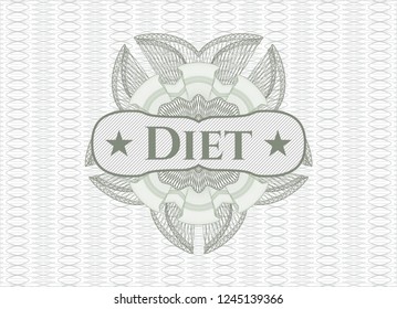 Green passport money rossete with text Diet inside