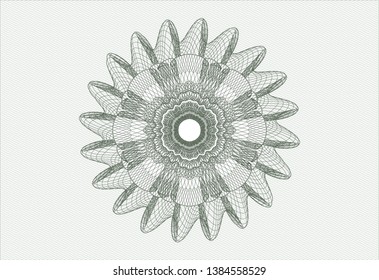 Green passport money style rosette. Vector Illustration. Detailed.