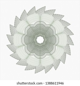 Green passport money style rosette. Vector Illustration. Detailed.
