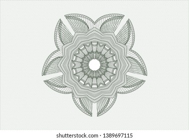 Green passport money style rosette. Vector Illustration. Detailed.