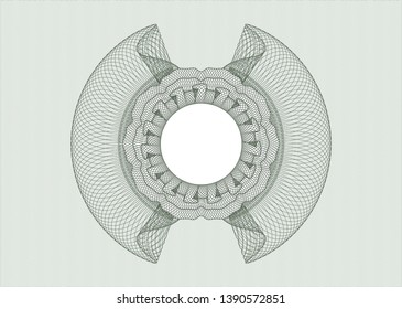 Green passport money style rosette. Vector Illustration. Detailed.