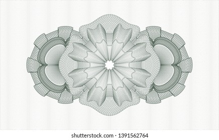 Green passport money style rosette. Vector Illustration. Detailed.