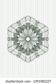 Green passport money style rosette. Vector Illustration. Detailed.