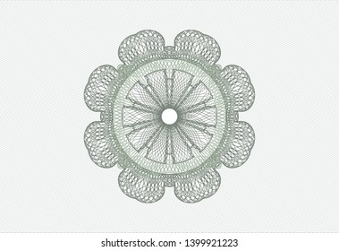 Green passport money style rosette. Vector Illustration. Detailed.