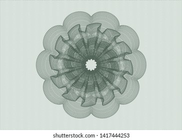 Green passport money style rosette. Vector Illustration. Detailed.