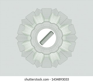 Green passport money style rosette with hair comb icon inside