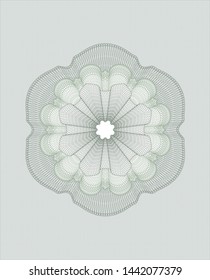 Green passport money style rosette. Vector Illustration. Detailed.
