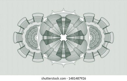 Green passport money style rosette. Vector Illustration. Detailed.