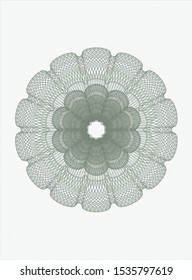 Green passport money style rosette. Vector Illustration. Detailed.