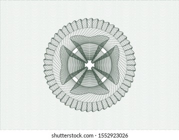Green passport money style rosette. Vector Illustration. Detailed.