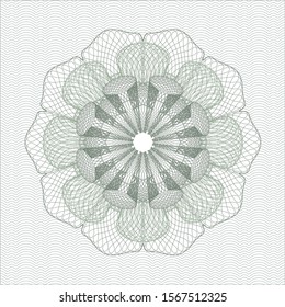 Green passport money style rosette. Vector Illustration. Detailed.