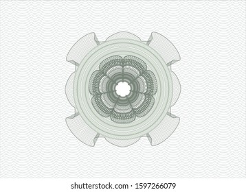 Green passport money style rosette. Vector Illustration. Detailed.