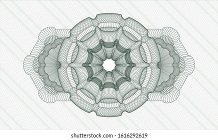 Green passport money style rosette. Vector Illustration. Detailed.
