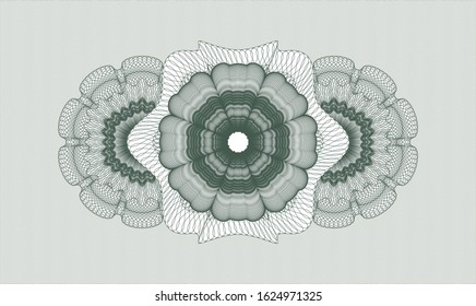 Green passport money style rosette. Vector Illustration. Detailed.