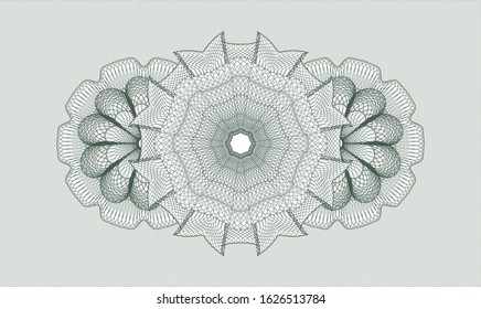 Green passport money style rosette. Vector Illustration. Detailed.