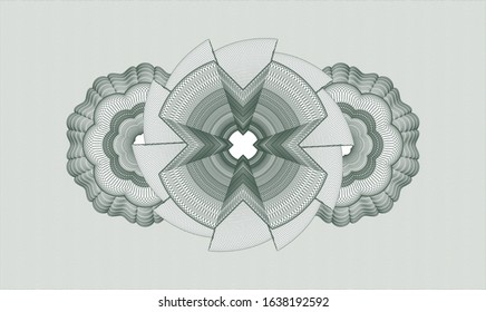 Green passport money style rosette. Vector Illustration. Detailed.