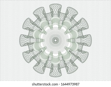 Green passport money style rosette. Vector Illustration. Detailed.