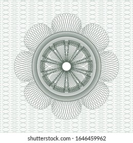 Green passport money style rosette. Vector Illustration. Detailed.
