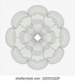 Green passport money style rosette. Vector Illustration. Detailed. 
