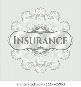 Green passport money style rossete with text Insurance inside