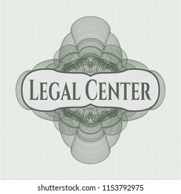 Green passport money style rossete with text Legal Center inside