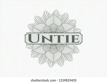 Green passport money style rossete with text Untie inside