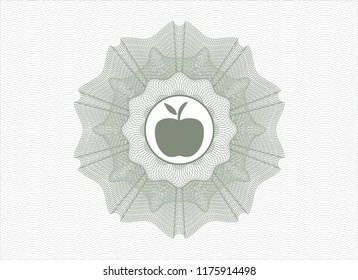 Green passport money style rossete with apple icon inside