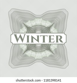 Green passport money style rossete with text Winter inside