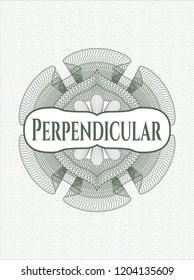 Green passport money style rossete with text Perpendicular inside