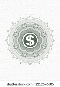Green passport money style rossete with money icon inside