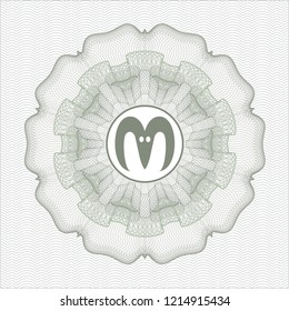 Green passport money style rossete with goat head icon inside