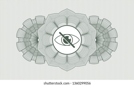 Green passport rosette with blind icon inside