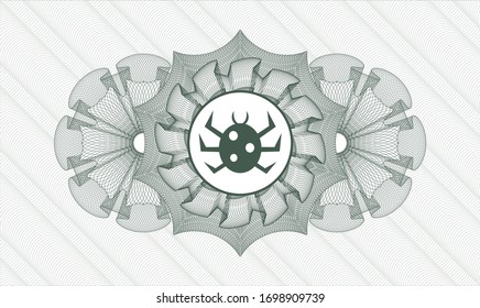 Rosette de pasaporte verde con icono de bug dentro