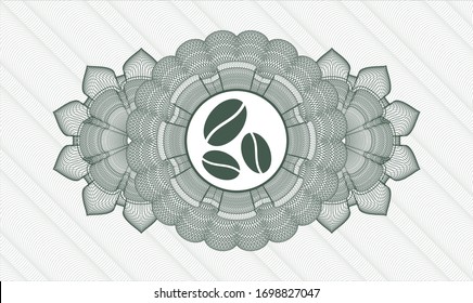 Green passport rosette with coffee bean icon inside