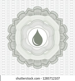 Green passport rosette with drop icon inside