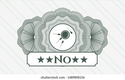 Green passport rosette with fertilization icon and No text inside